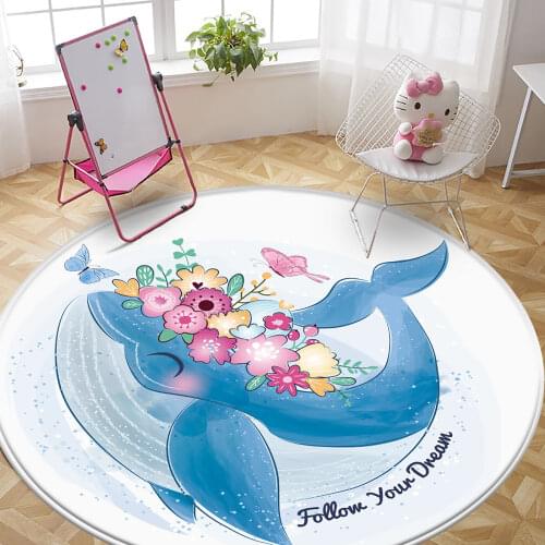 Children Rug baby nursery crawling flannel Children durable non-slip floor carpet Cute Blue Dolphin Pattern Kids play carpet