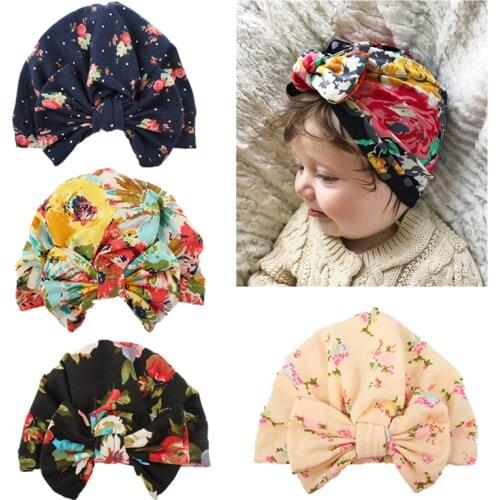 Baby Cute Soft Cotton Mom Baby Set Bow Printed Fitted Hair Cross Headband New Printed Hat Baby Clothes Accessories