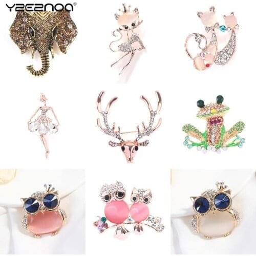 Designs Elegant Crystal Rhinestones And Opal Stone Cat Brooch Pins Fashion Womens Costume Jewelry Fashion Wedding Jewelry Gift