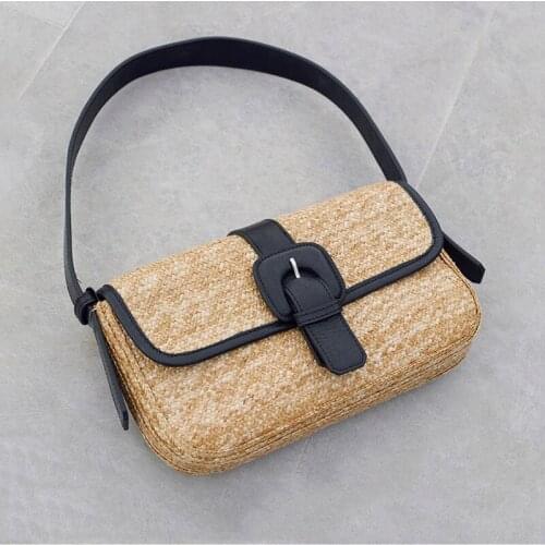 Designer rattan handbags luxury wicker woven handmade messenger bag summer beach small purses fashion straw women shoulder bags