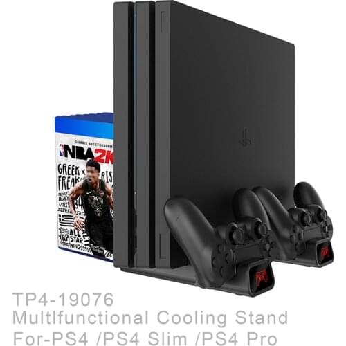 Vertical Cooling Fan Cooler Stand for PS4/Slim/Pro, Controller Charger LED Indicator Charging Dock Station 10PCS Game s Storage