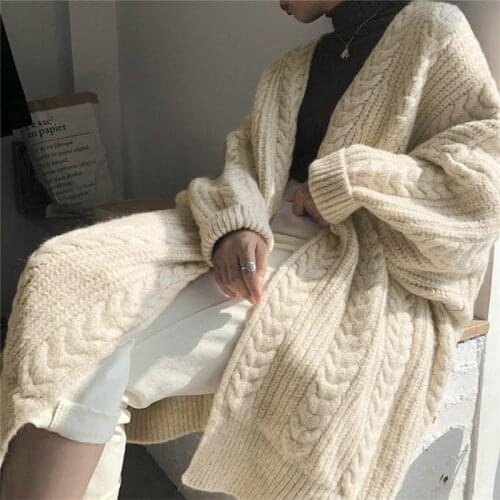 Casual Long Cardigan Elegant Women Sweater Autumn Winter Oversized Knitted Sweater Outwear Loose Jacket Sweaters Cardigans Lady