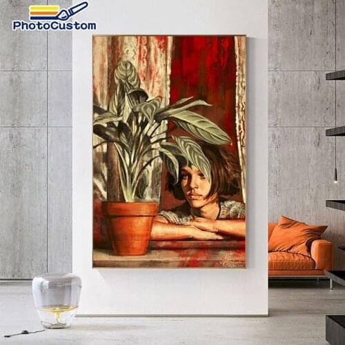 PhotoCustom Figure Paint By Numbers Girl For Adults Picture By Numbers Wall Decor Modern Home Decor Acrylic 60x75cm