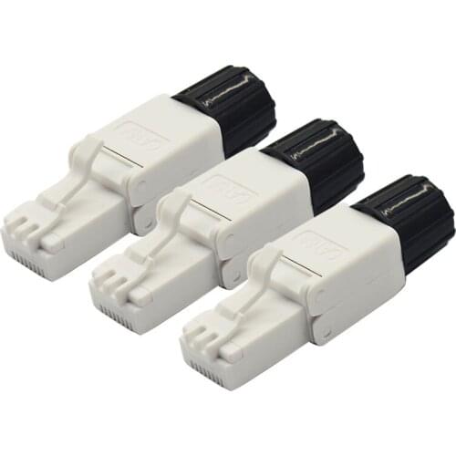 RJ45 Cat6A Connectors Tool-Free Reusable Ethernet Termination Plugs For 23AWG SFTP UTP Cable, Easy Internet Plug