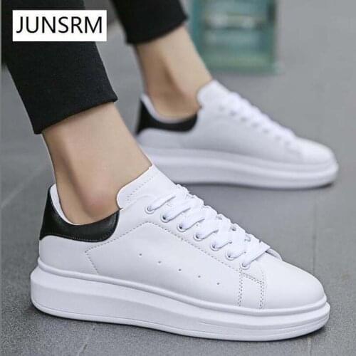 New Mens White Sneakers Womens Fashion Vulcanize Shoes Size 36-44 High Quality Hip Hop Shoes Platform Lace-up Running Shoes