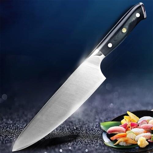 Kitchen knife 8 Inch Chef Knif 7Cr17 440C High Carbon Stainless Steel German G10 Handle Santoku Meat Cleaver knife Cooking Tool