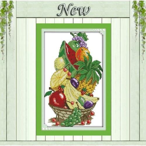 Summer fruit basket home wall decor paintings counted print on fabric DMC 14CT 11CT Cross Stitch Needlework kits Embroidery Sets