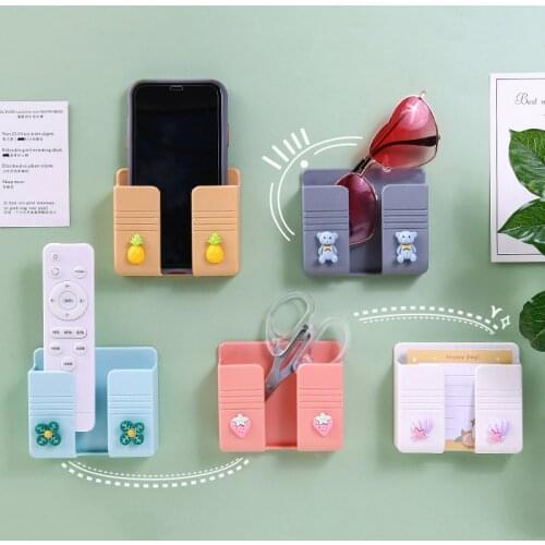 New Wall-mounted Storage Box Cartoon Frog Bear Fruit Pattern Home Dormitory Cell Phone Charge Storage Rack Sundries Organizers