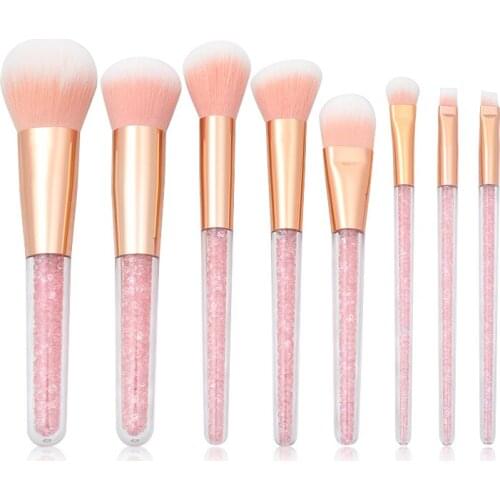 NEW Pro Makeup Brushes Set Pink Crystal Handle with Glitters Foundation Blusher Concealer Lip Face Powder Make Up Brush Unicorn