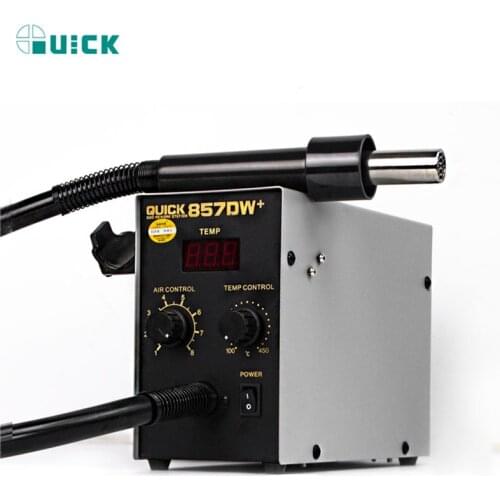 Original Quick 857DW+ Soldering Station Soldering Hot Air Gun Station 580W Heater Helical Wind Air Gun SMD Hot Rework Station