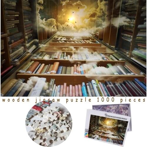 MOMEMO Fantasy Library Adults 1000 Pieces Puzzle Toys Wooden 1000 Pieces Jigsaw Puzzle Adults DIY Spelling Wooden Puzzles Toys