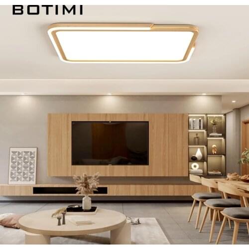 Nature Wood Round Ceiling Lights For Living Room Wooden Square Bedroom Luminaire Acrylic Nordic Style Dining Lighting Fixtures