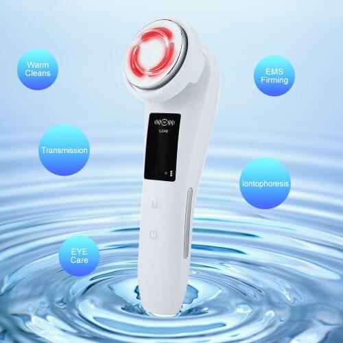 Face Cleaner EMS LED Photon Therapy RF Radio Vibration Massage Warm Skin Rejuvenation Microcurrent Eye Care Beauty Device Tool