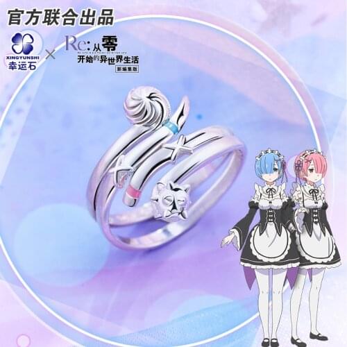 [Re:Radio Life in a different world from zero]Anime Rem Ram Ring for Men/women 925 sterling silver Re0 Action figure Gift
