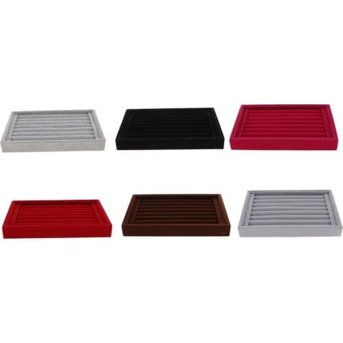 Luxury Elegant Velvet Ring Earrings Display Tray Jewelry Holder Organizer
