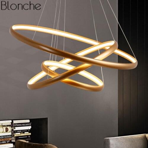 Post Modern Gold Ring Pendant Lights Nordic Luxury Led Loft Decor Hanging Lamp for Living Room Bedroom Home Fixture Luminaire