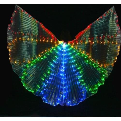 Led Isis Wings with Adjustable Sticks Belly Dance Accessories Stage Performance Props Shining Led Wings Open 360 Degrees