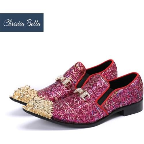 Trending Italian Style Hadnmade Mens Leather Shoes Metal Pointed Toe Formal Business Dress Shoes for Men Party Wedding