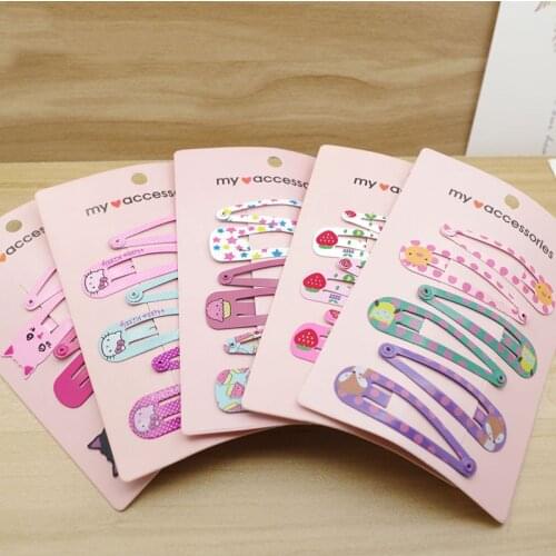 6 Pieces 2018 Korea Cute Kawaii Iron Printing Hair Clip Hair Accessories Headdress for Girl Kids Young Women Flower Bow Hairpin