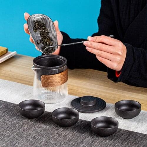 Green ceramic teapot teacups a tea set portable travel tea set drinkware tea pot set