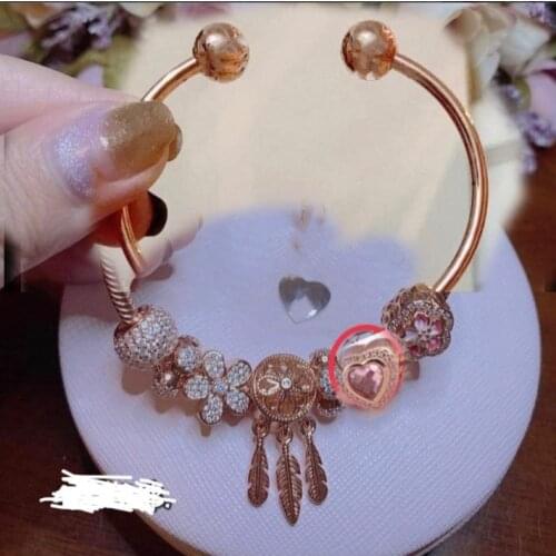 100% 925 Sterling Silver Crown carriage heart inlaid with diamonds Pandora Bracelet original female jewelry gift