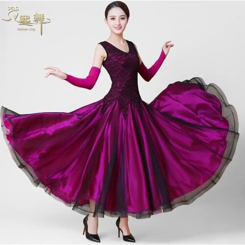 Lady Customized Ballroom Dance Dress Girls Dancing Competition Suit Women Tango Flamenco Waltz Dancing Customes V Neck D-0380