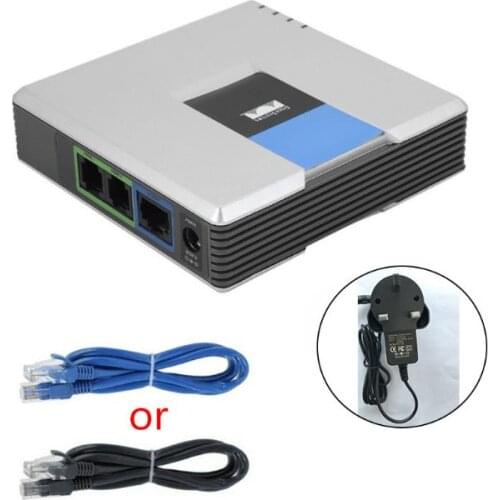 1Set VOIP Gateway 2 Ports SIP V2 Protocol Internet Phone Voice Adapter with Network Cable for Linksys PAP2T AU/EU/US/UK Plug