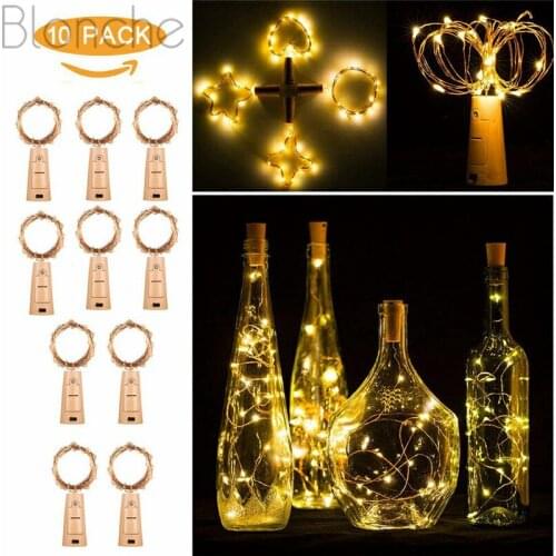 10pcs Craft Garland Copper Led Strip Wine Bottle Night Light Waterproof Cold/Warm String Lights for Party Wedding Decor Fixture