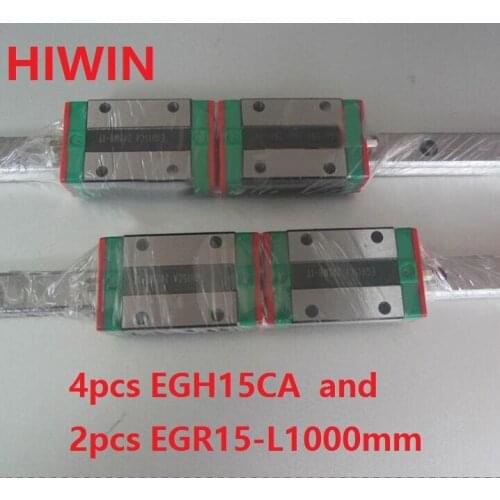 2pcs 100% original Hiwin linear guide rail EGR15 -L 1000mm + 4pcs EGH15CA linear block for CNC router