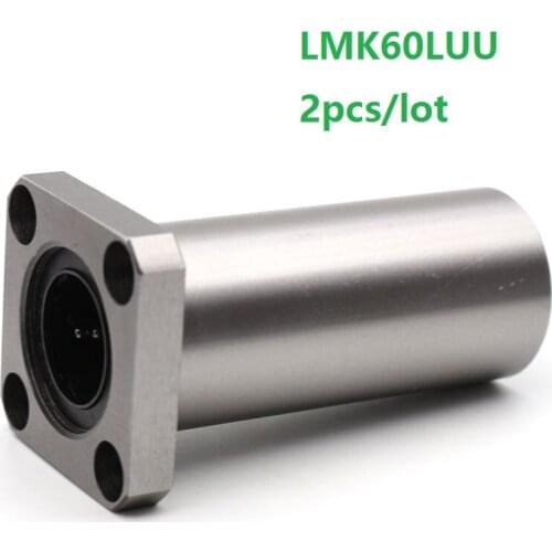 2pcs/lot LMK60LUU Long Type Rectangular Flange Linear Bearing CNC Linear Bush for 3D printer parts