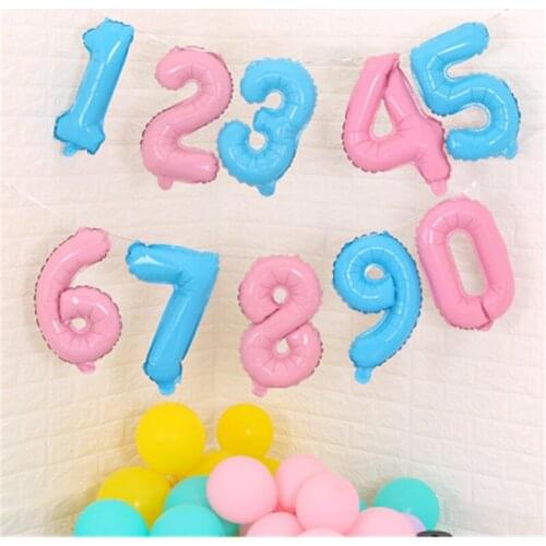 5pcs 16 Inch Candy Color Blue Powder Digital Aluminum Foil Balloons Birthday Party Wedding Decoration Wholesale
