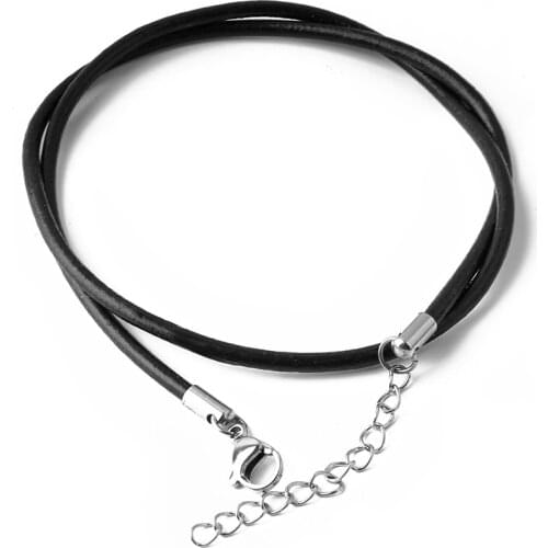 5pcs/lot 45cm Real Handmade Leather Adjustable Braided Rope Necklaces & Pendant Charms Findings Lobster Clasp String Cord 2 mm