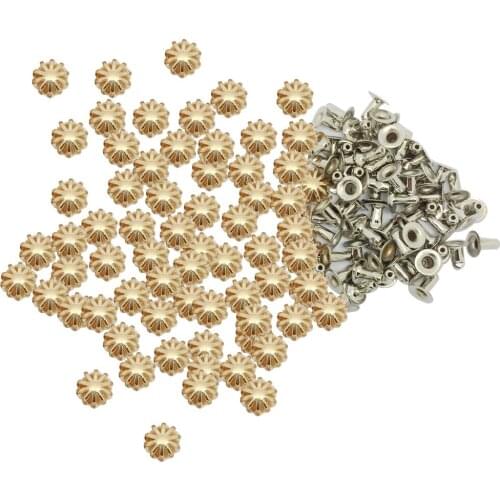 50 Set 9mm Pumpkin Single Cap Rivet Stud Collision Nail Metal Spike Rock Leathercraft Shoe Bag Belt Garment Bracelet Accessories