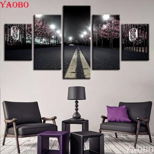 Diamond painting cross-stitch 5pcs square/round drill diamond mosaic diy diamond embroidery Sakura Street Nightscape painting