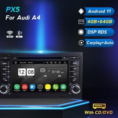 Android 11 4G LTE DSP Car Multimedia Radio Player For Audi A4 2.0 GPS Navi Carplay Auto Car IPS BT DVD 2 Din