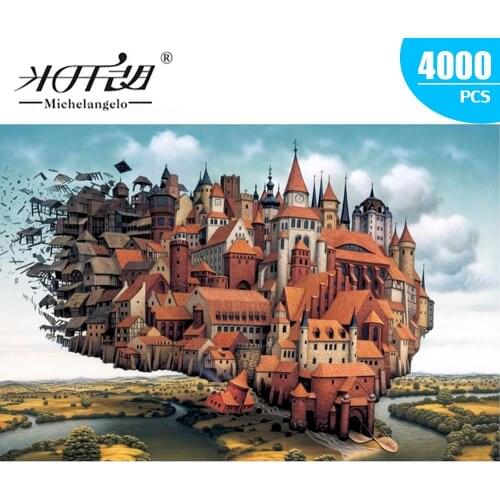 Michelangelo Oversized Wooden Puzzle 4000 Piece Adult Puzzle （Flying Castle） Puzzle Educational Toy Holiday Gift