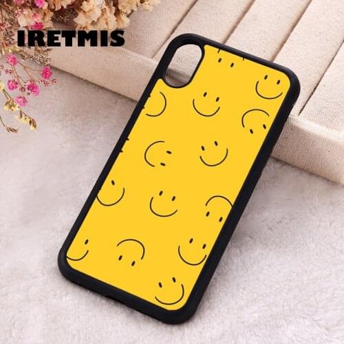 Iretmis 5 5S SE 2020 phone cover cases for iphone 6 6S 7 8 Plus X Xs XR 11 12 Mini Pro Max Silicone TPU Yellow Smiley Faces