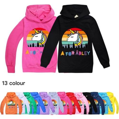 A for Adley Childrens Fashion Medium Girls Hooded Tops Toddler Boy Long Sleeve Shirt Clothes Boutique Kids Clothing 8 To 12 Age