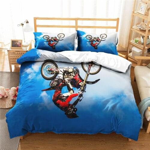 Fanaijia Motorcycle Bedding Sets Twin Size Boys Duvet Cover Set with Pillowcase Kids Comforter Set