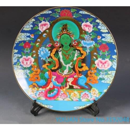 Porcelain collection Green Tara porcelain plate home decoration film and television props living room decoration porcelain plate