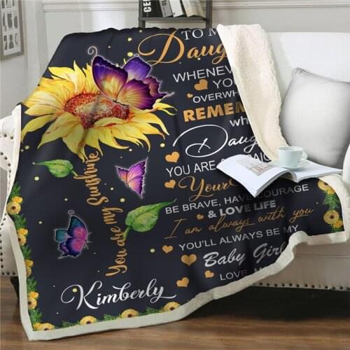 Flannel Blankets To My Daughter Message Letter Quilts cover Blanket colorful floral Home Textiles Bed Sofa Express Love Blankets