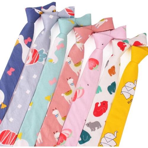 Fashion Animal Print Tie For Men Women Skinny Neck Tie For Wedding Casual Cartoon Neckties Classic Suits Slim Cotton Neck Ties