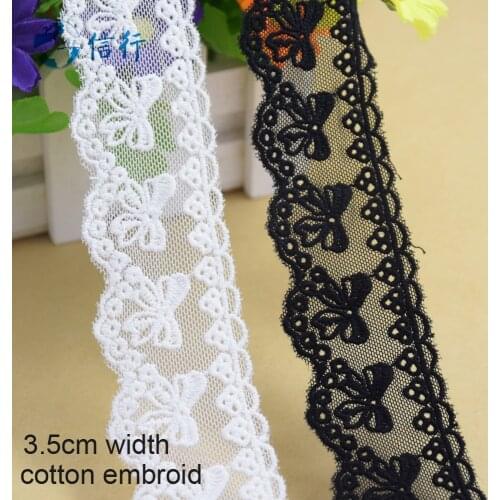 3.5cm width Cotton embroid lace sewing ribbon guipure trims or fabric warp knitting DIY Garment Accessories free shipping#3588