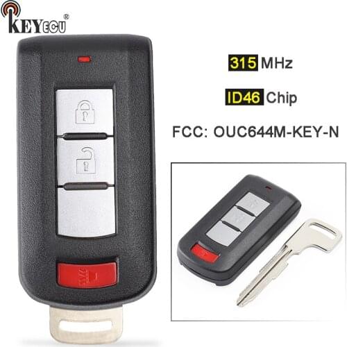 KEYECU 315MHz ID46 PCF7952 Chip OUC644M-KEY-N 2+1 3 Button Remote Key Fob for Mitsubishi Lancer Outlander with Uncut Blade