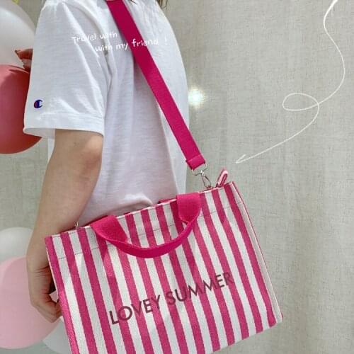 Korea mar.j same small commuter stripe canvas bag single shoulder cross carry bag