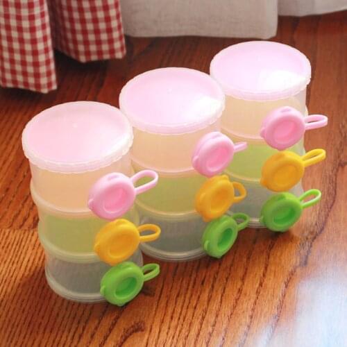 3 Layers Colorful Style Portable Baby Food Storage Box Essential Cereal Cartoon Infant Milk Powder Box Toddle Snacks Container