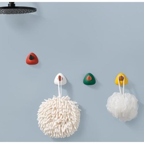 4pcs Cartoon Key Hooks Wall Decoration Free Punch Waterproof Strong Stick Plastic Hook Kitchen Bathroom Cute Storage Hanger