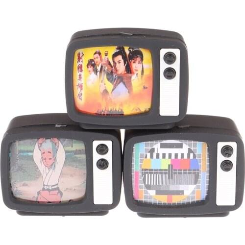New 1Pcs Scale Dollhouse Miniature Flat Screen TV Television With Picture Doll House Furniture Accessories Toy