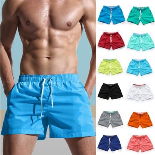 Summer Men Swimsuit Beach Shorts Quick Drying Male Solid Color Swimwear Briefs Mens Board Surfing Shorts Jogger Fast Dry Trunks