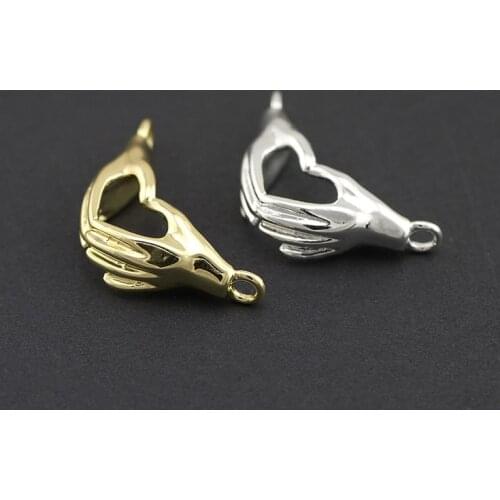 21*12*6mm Champagne Gold and 925Silver Color Plated Brass Hand Charms Pendants High Quality For Diy Jewelry Making Necklace